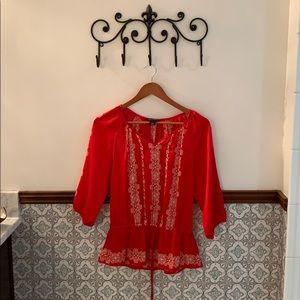 Red White House Black Market Blouse